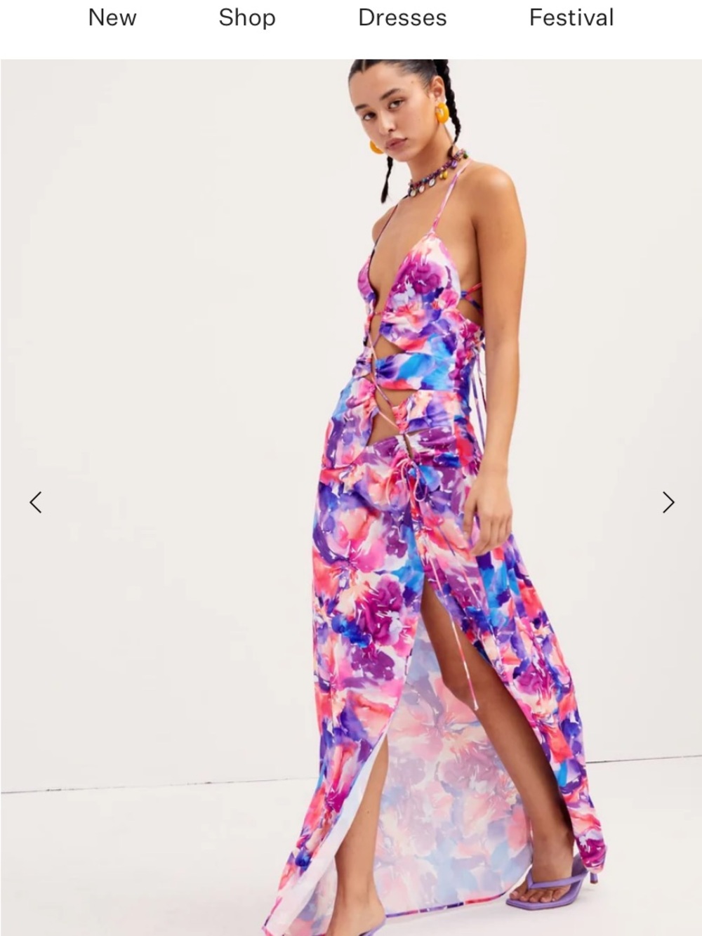 For Love & Lemons Floral Maxi Dress in Pink, Purple, Blue